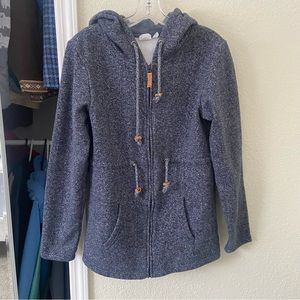 Tentree Women’s Zip Up Hoodie Sweatshirt in Navy Heather Blue size M